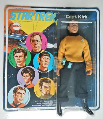 Vintage 1974 Mego Star Trek Capt Kirk 8  Figure Sealed Unpunched 6 Face • $11.49