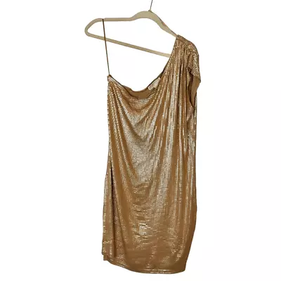 MICHAEL Michael Kors Dress Women's Large Gold Sequins One-Shoulder Mini • $43