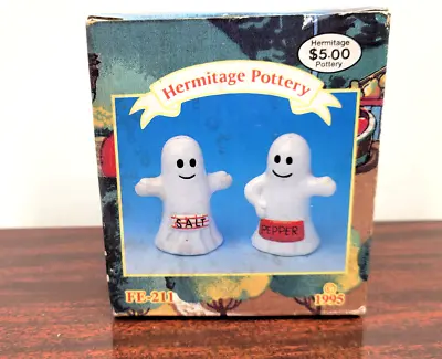 Vintage Halloween Ghost Salt And Pepper Shakers Hermitage Pottery 1995 NOS • $8.99