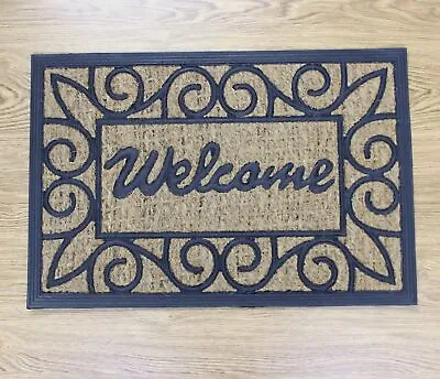 60x40cm Coir Door Mat Welcome Panama Rubber Entrance Rug Anti-Slip Dirt Scraper • £7.25