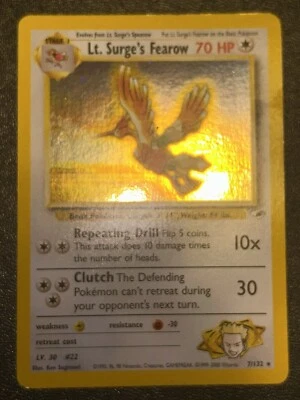 $8.38 • Buy Pokémon TCG Lt. Surge's Fearow Gym Heroes 7/132 Holo Unlimited Holo COND - MP