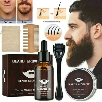 Beard Growth Kit - Beard Growth Oil & Derma Roller Mustache Hair Growth Boosts • $12.35