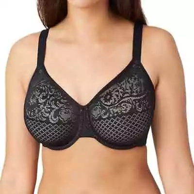 Wacoal Bra Visual Effects Minimizer Bra Black Smooth Lace Size 34D • $22