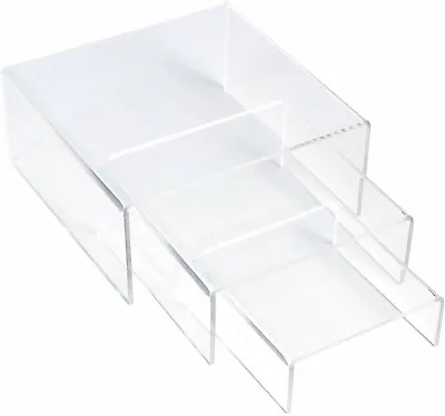 $12.80 • Buy ​​[3-Set] SimbaLux® Acrylic Display Risers Clear Stand Medium Low Profile Tiered