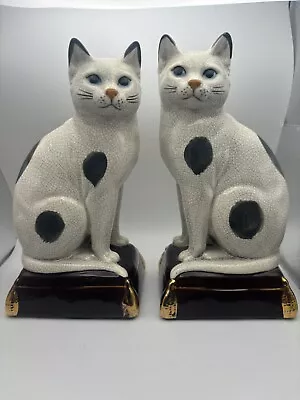 Pair Takahashi Japan San Francisco Staffordshire Cat Bookends Figurines Statue • $100