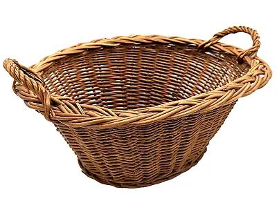 Wicker Chids Laundry Basket Circa 1940s Vintage Mid Century Toy Laundry Oval • $51.40