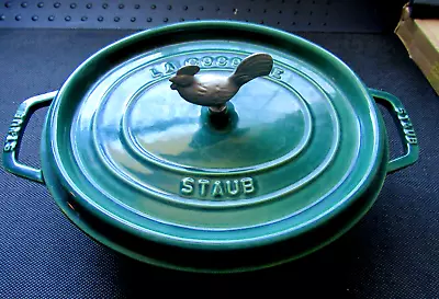 Staub Cast Iron  Coq Au Vin La Cocotte Oval Dutch Oven Basil Green $399 Retail • $125