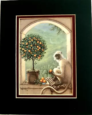Monkey Picture Orange Tree Janet Kruskamp Matted Unframed 8x10 • $13.95