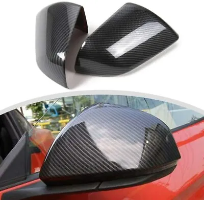 2X Carbon Fiber Rear Side View Mirror Cover Shell Trim For Ford Mustang 2015-19 • $31.99