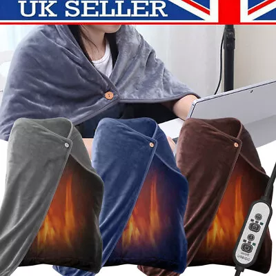 Luxurious Electric Heated Throw Soft Fleece Grey Over Blanket Single • £15.69