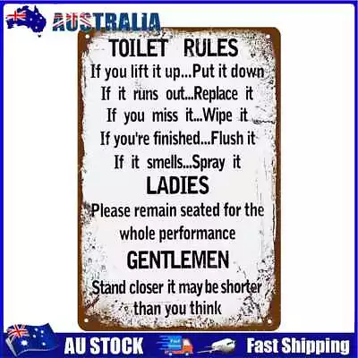 Toilet Rules Metal Plate Poster Bar Pub Tin Plaques Vintage Painting Wall Signs • $8.81