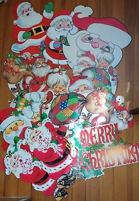 Lot 0f 12 VTG Christmas Eureka Santa & Mrs. Claus Elves Die Cuts Classroom Decor • $39.99