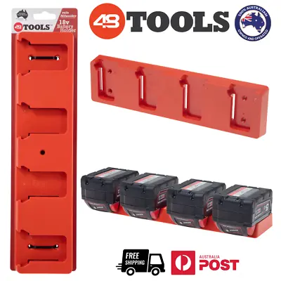 48 Tools  Milwaukee M18 18V Battery Holder Wall Mounted - UV Stabilised Plastic • $29.95