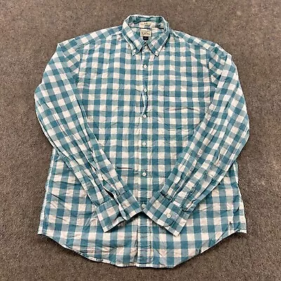 J Crew Shirt Mens Large Blue White Button Down Long Sleeve Slim Fit Cotton Plaid • $2.49