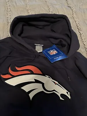 DENVER BRONCOS Football REEBOK Sewn VINTAGE Hoodie XXL 2XL Sweatshirt NFL New • $45.99