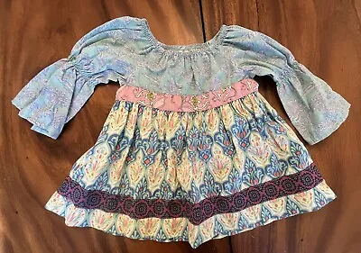 MATILDA JANE Girl’s Dress Floral Design Ruffles Long Sleeve Sz 4 • $12
