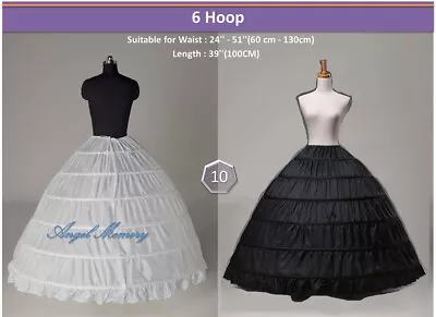 Bridal 6 HOOP Women Crinoline Petticoats Skirt Slips Floor Length Underskirt US • $25.33