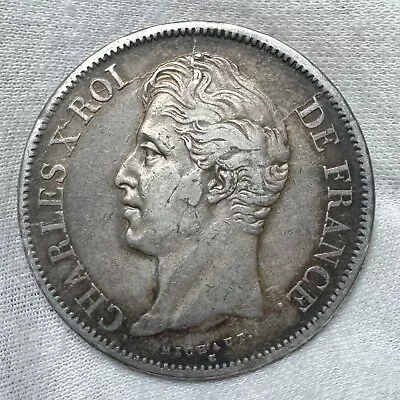 NICE - 1827-W (Lille) 5 Francs Charles X (2nd Type) KM 728.13 Silver Coin • $70