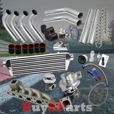 Turbo/Turbocharger+ Manifold Chrome Black Kit For BMW M3 E36 E46 2.5 2.8 3.0L • $804.98