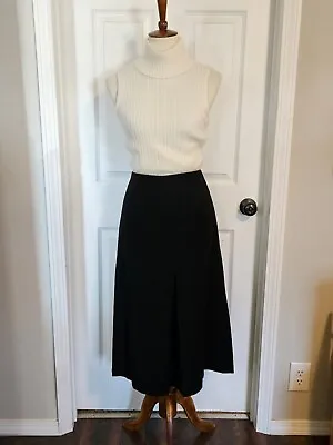 Vintage Anne Klein Black Wool Skirt Thick Lined Tea Length. • $25