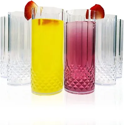 6 Highball Tumblers Cocktail Water Juice Drinking Glasses Set Long Tall Crystal • £10.95