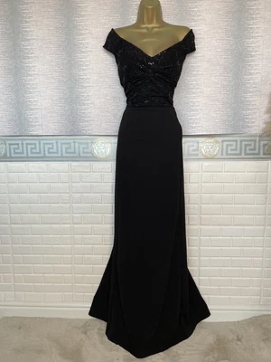 £12.50 • Buy BNWT QUIZ Black Lace Off Shoulder  Design Stretchy Evening Prom DRESS SIZE 20