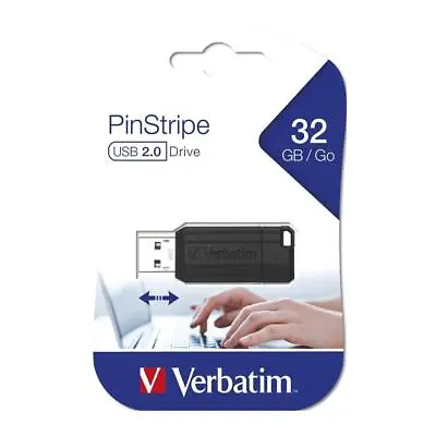 NEW Verbatim USB Flash Drive 2.0 32GB Black PinStrip Stick • $18.95