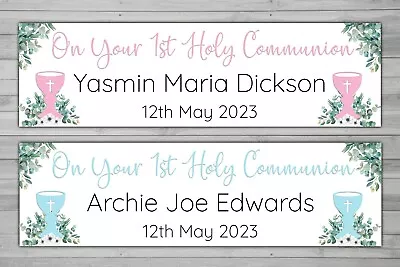 Personalised 1st Holy Communion Chalice And Eucalyptus Large Paper Banner   • £4.25