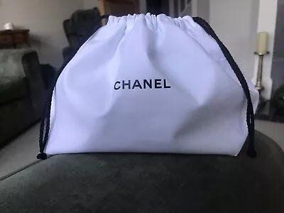 Chanel Storage/Gift Bag.White Cotton Black Logo & Cord.New.31/19/13 Cms. Genuine • £5.99