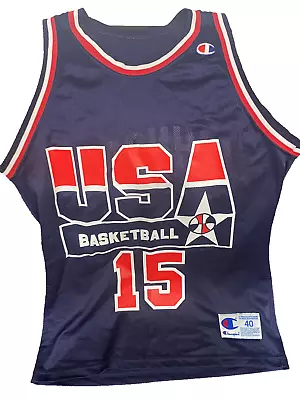 Vintage 90s Champion Magic Johnson #15 Dream Team USA Basketball Jersey Size 40 • $29.99