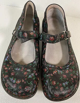 Alegria Womens Nursing Shoe BEL-764 Mary Jane Metallic Floral Print Size 9.5 • $32.39