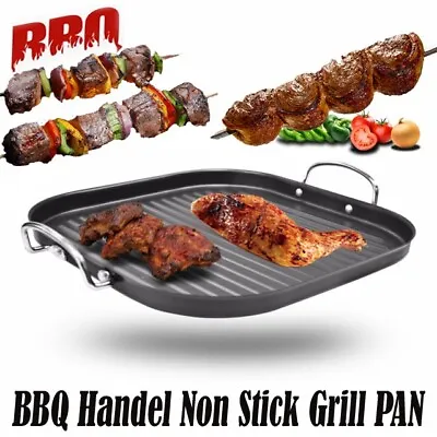 £12.95 • Buy Non-Stick Cast Iron Reversible Griddle Plate Grill Pan Indoor BBQ Hob Cooking