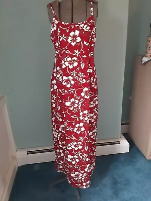Red White Hilo Hattie Spaghetti Strap Hawaiian Muumuu Hula Dress Size 14 • $19.99