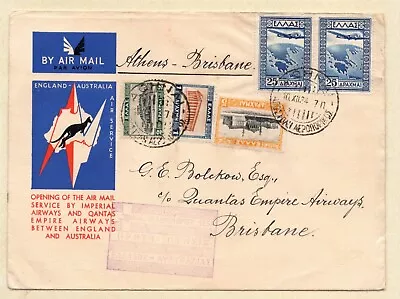 GREECE 1934 IMPERIAL Airways/QANTAS EMP. Airways FIRST Flight ATHENS To BRISBANE • £49