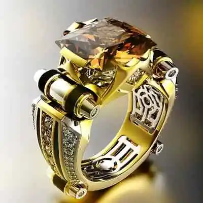 Stainless Steel Ring Gold Color Fidget Ring Mens Jewellery Vintage Gem Men Ring • $7.15