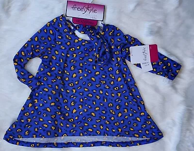 Nwt~Girls Sz.3T Freestyle Revolution Mini Dress & Headband 2pc Bl Leopard Print  • $13