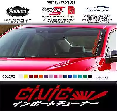 20  JDM Kanji Honda Civic Car Sticker Windshield Windscreen Banner Mugen Decal • $17