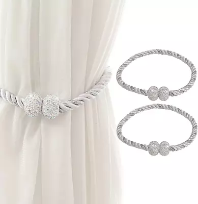 Magnetic Curtain Tiebacks Crystal Drapery Tie Backs Weave Holder For Draperie... • £12.75