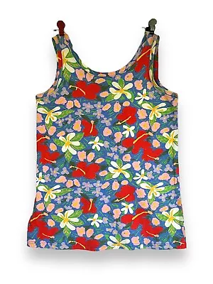 Vtg 80s KEN DONE Art And Design Tank Top Shirt Bold Tropical Floral Womens M • £36.63