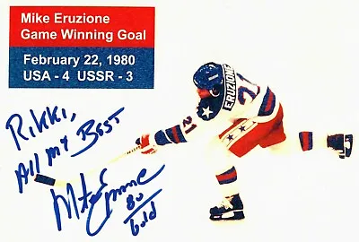  Miracle On Ice  Mike Eruzione Hand Signed 10X8 Cardstock Photo • $69.99