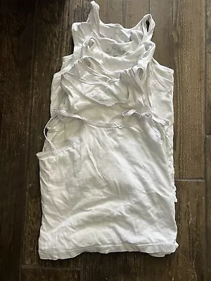 £0.99 • Buy Girls White Vests X8 Age 4-6