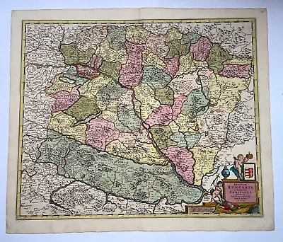 Hungary 1680 Frederik De Wit Unusual Large Antique Map 17th Century • £633.29