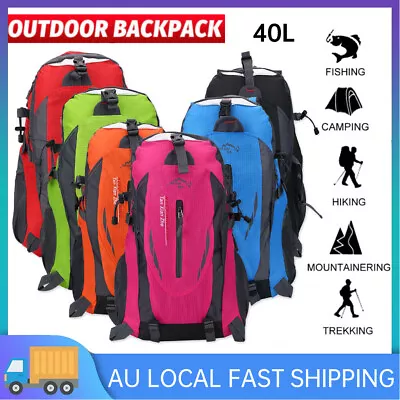 40L Large Waterproof Folding Climbing Backpack Bags Travel Hiking Rucksack AU • $15.98