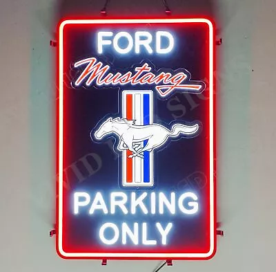 Mustang Parking Only 24 X16  Vivid LED Neon Sign Light Lamp With Dimmer • $249.99
