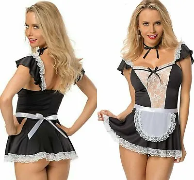 £12.95 • Buy Sexy French Maid Fancy Dress Ladies Costume Outfit Hen Party Naughty Girl 8 - 16