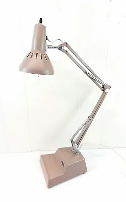 Vintage LEDU Tan Spring Arm Articulating Desk Lamp Light Sweden Industrial • $55