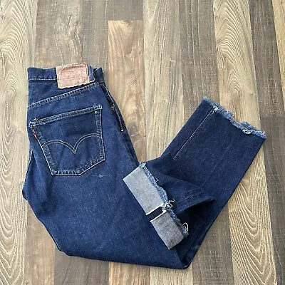 Vintage 60s Levis 502 0117 Jeans Selvedge Big E Zip Actual Fit W28 L27.5 Indigo • $2000