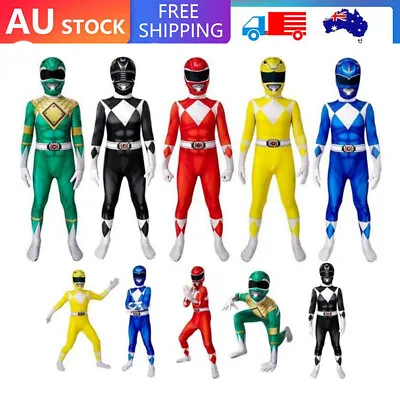 Adult Kids Mighty Morphin Power Rangers Costume Jumpsuit Cosplay Party Book Week • $30.29