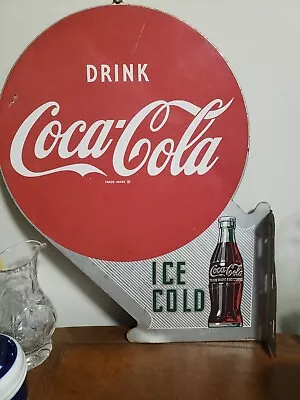 Vintage 1950 COCA COLA FLANGE SIGN Coke Soda Fountain Ice Cream Diner Old • $307