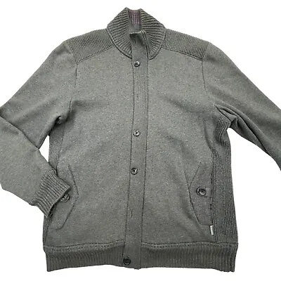 Ted Baker Mens Gray Mock Neck Full Zip Button Sweater Jacket Size 5 Xl Read! • $19.99